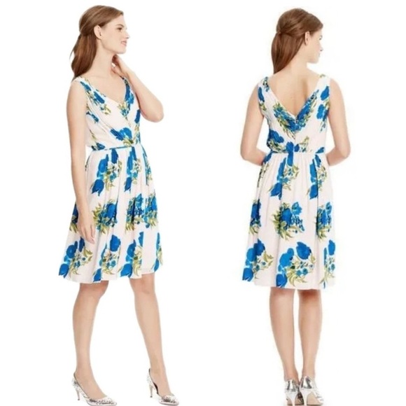 Boden Sleeveless V Neck Swishy Garden Floral Dress Size US Size  8 L - Picture 1 of 11